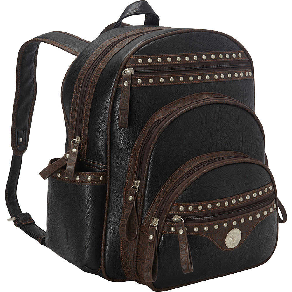 Bandana Lake Tahoe Collection Backpack Black Embossed Brown Bandana Leather Handbags