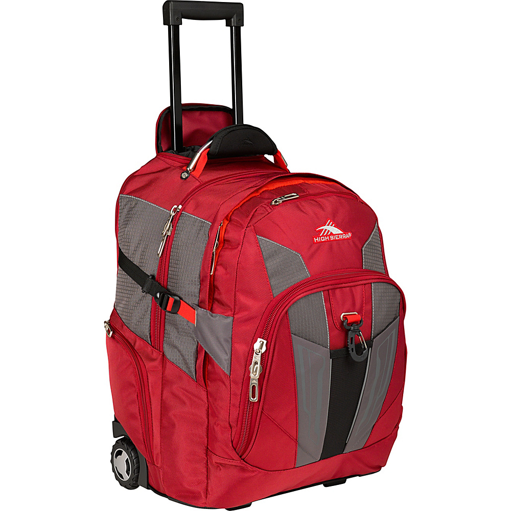 High Sierra XBT Wheeled Laptop Backpack Carmine Red Red Line Black High Sierra Rolling Backpacks
