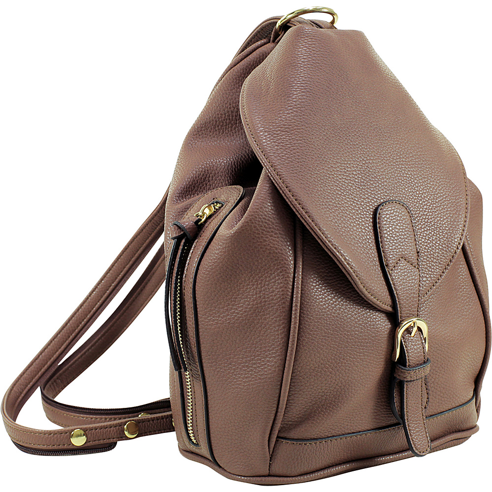 Dasein Classic Convertible Backpack Shoulder Bag Brown Dasein Manmade Handbags