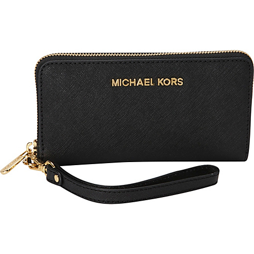 MICHAEL Michael Kors Jet Set Travel Large Multifunction Phone Case Wallet Black - MICHAEL Michael Kors Designer Handbags
