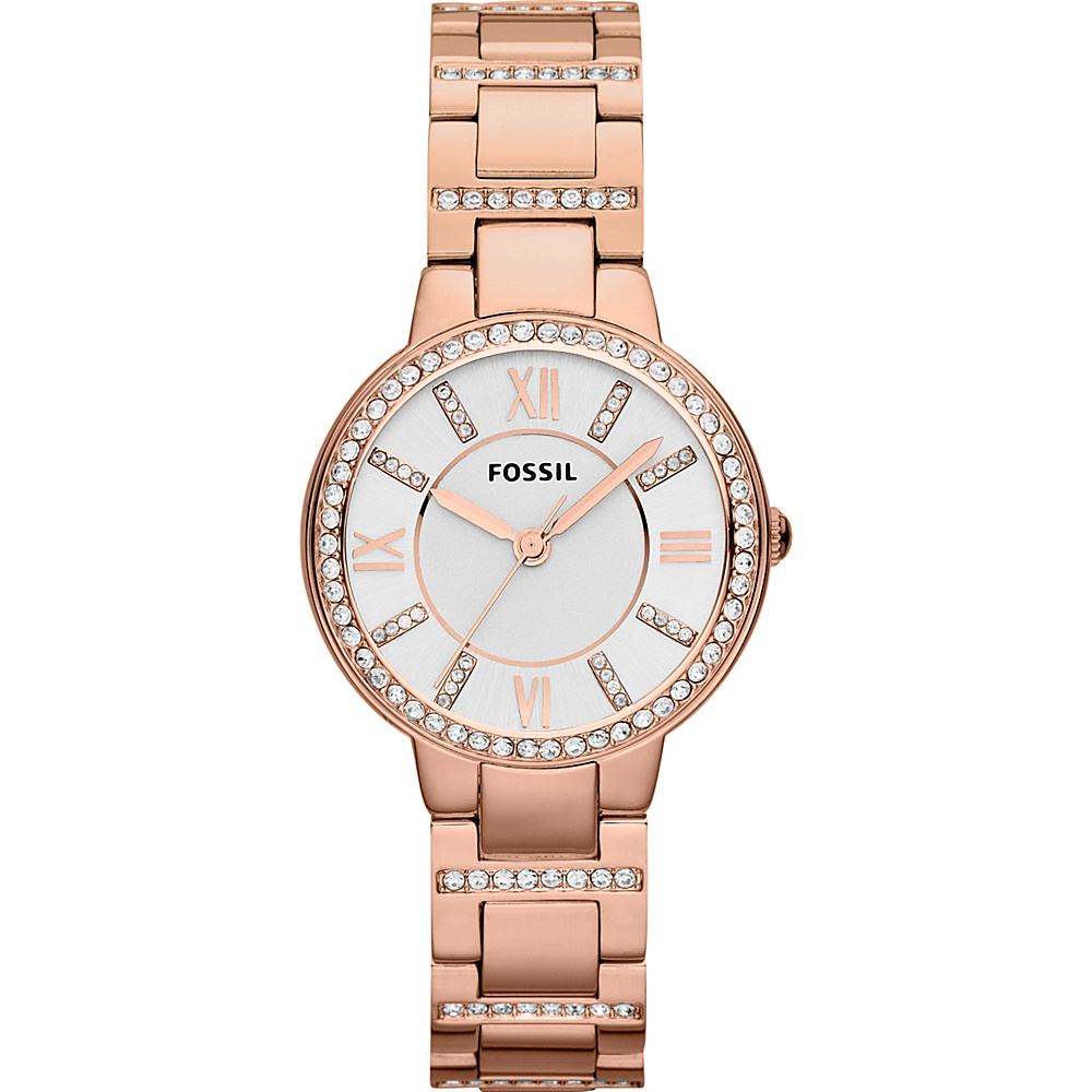 Fossil Virginia Three Hand Stainless Steel Watch Rose Gold Turquois Fossil Watches