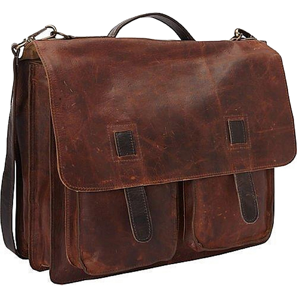 Sharo Leather Bags Vintage Two Toned Executive Messenger Briefcase Two Tone Dark Brown Very Dark Brown Sharo Leather Bags Non Wheeled Business Cases
