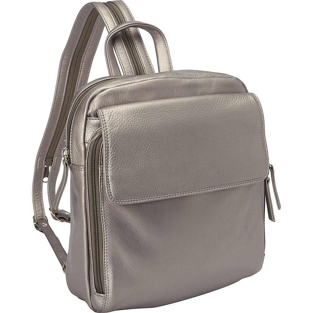 Derek Alexander Top Zip Sling Backpack Silver Derek Alexander Leather Handbags