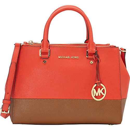 MICHAEL Michael Kors Sutton Medium Color-Block Satchel Mandarin/Luggage - MICHAEL Michael Kors Designer Handbags