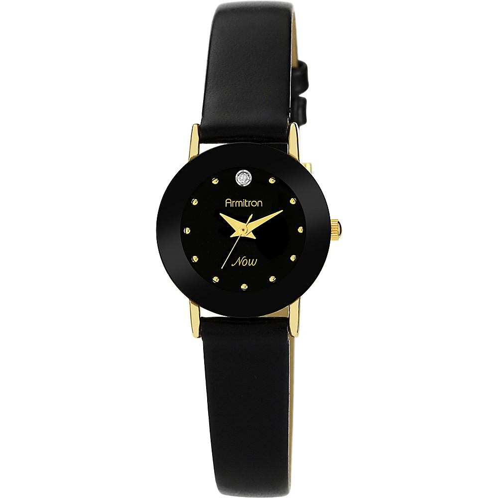 Armitron Ladies Diamond Accented Leather Strap Watch Black Armitron Watches