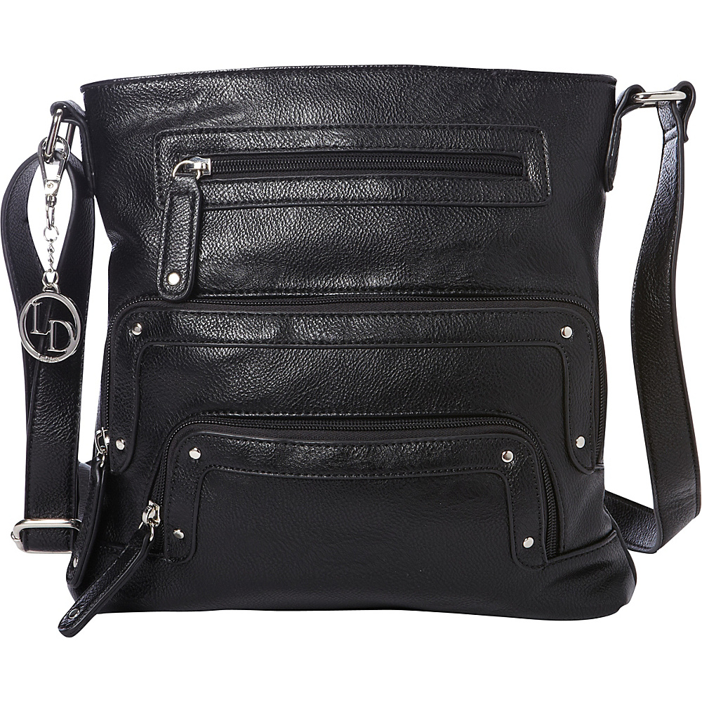 La Diva Crossbody with Pockets Black La Diva Manmade Handbags