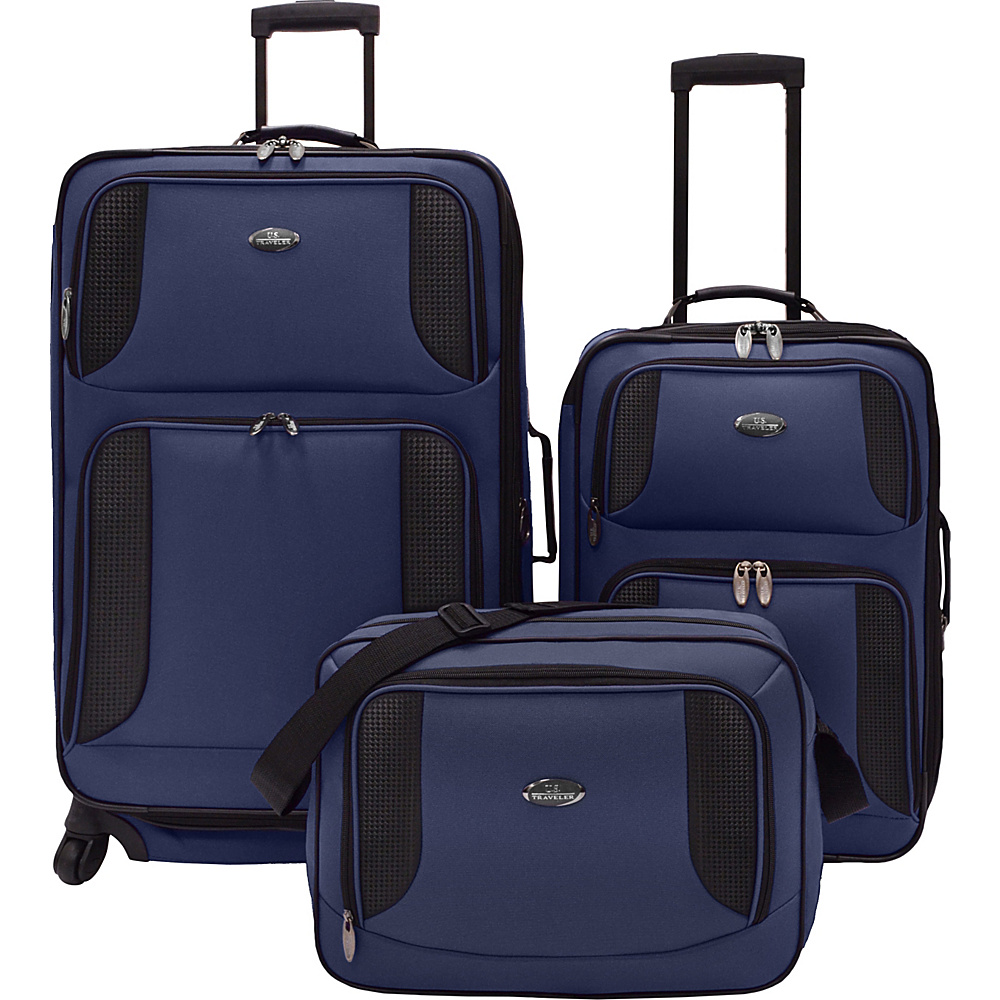 U.S. Traveler Bridgetown 3 Pc Expandable Luggage Set Blue U.S. Traveler Luggage Sets