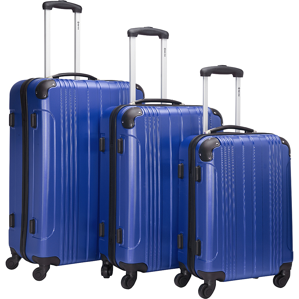 McBrine Luggage 3Pc Spinner Luggage Set Blue McBrine Luggage Luggage Sets