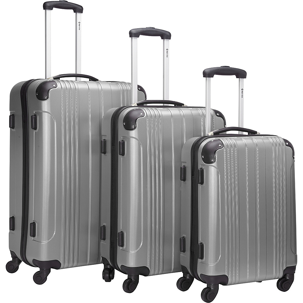 McBrine Luggage 3Pc Spinner Luggage Set Silver McBrine Luggage Hardside Luggage