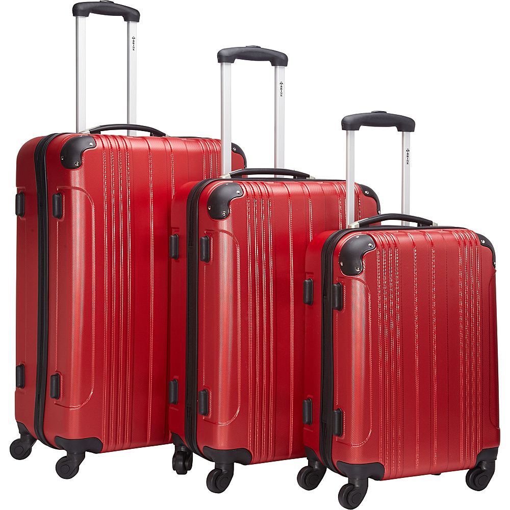 McBrine Luggage 3Pc Spinner Luggage Set Red McBrine Luggage Luggage Sets
