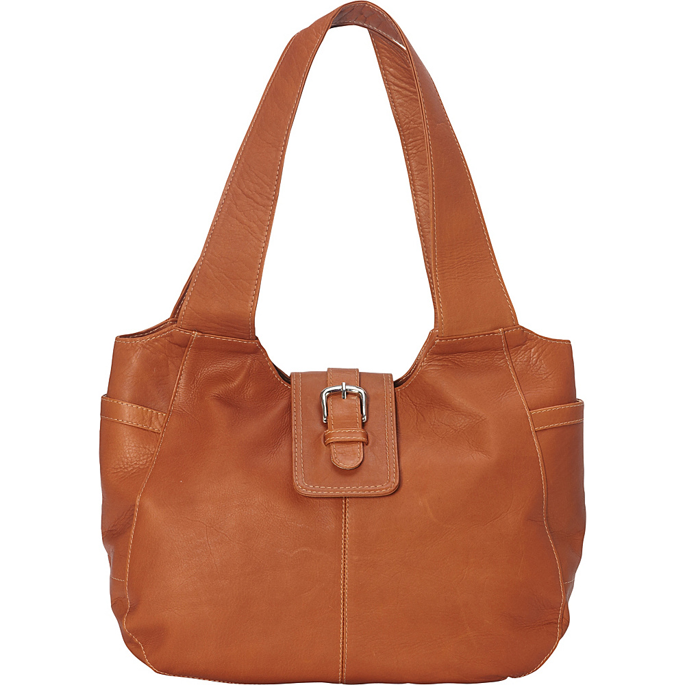 Piel Small Flap Hobo Bag Saddle Piel Leather Handbags