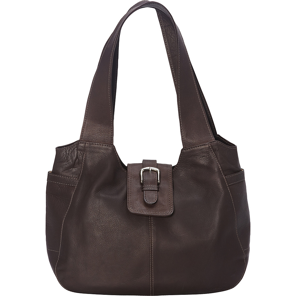 Piel Small Flap Hobo Bag Chocolate Piel Leather Handbags