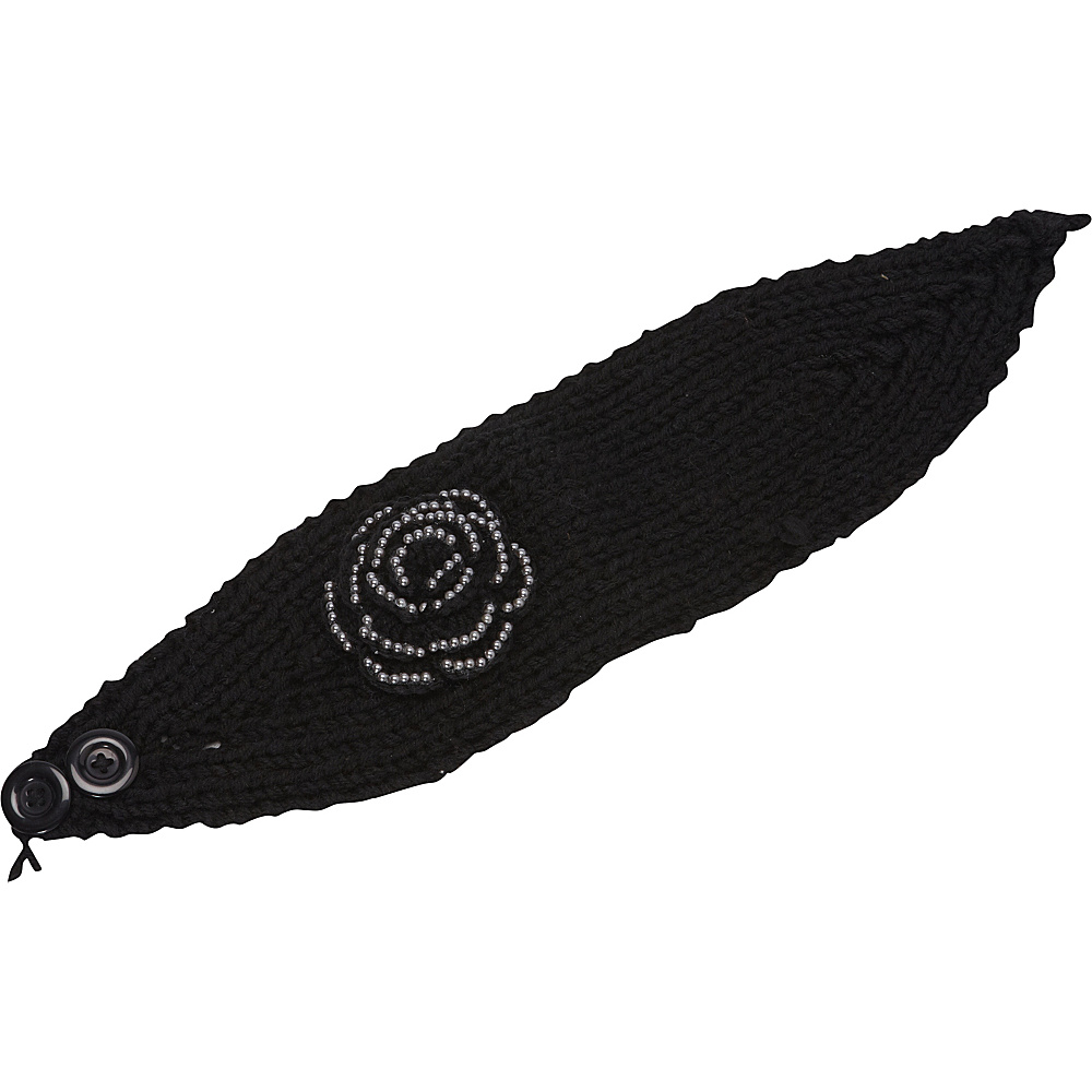 Magid Knit Beaded Flower Head Wrap Black Magid Hats Gloves Scarves