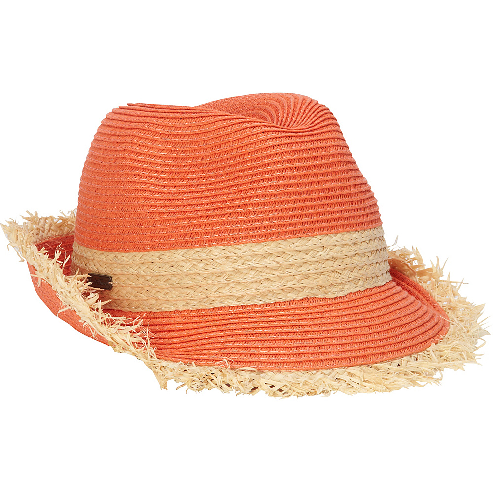 Sun N Sand Paper Braid Fedora with Fringe Brim Rust Sun N Sand Hats