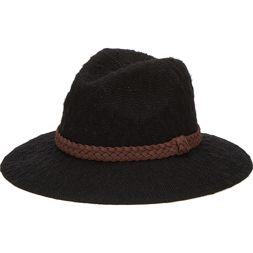 San Diego Hat Machine Knit Fedora with Braided Suede Trim Black San Diego Hat Hats Gloves Scarves