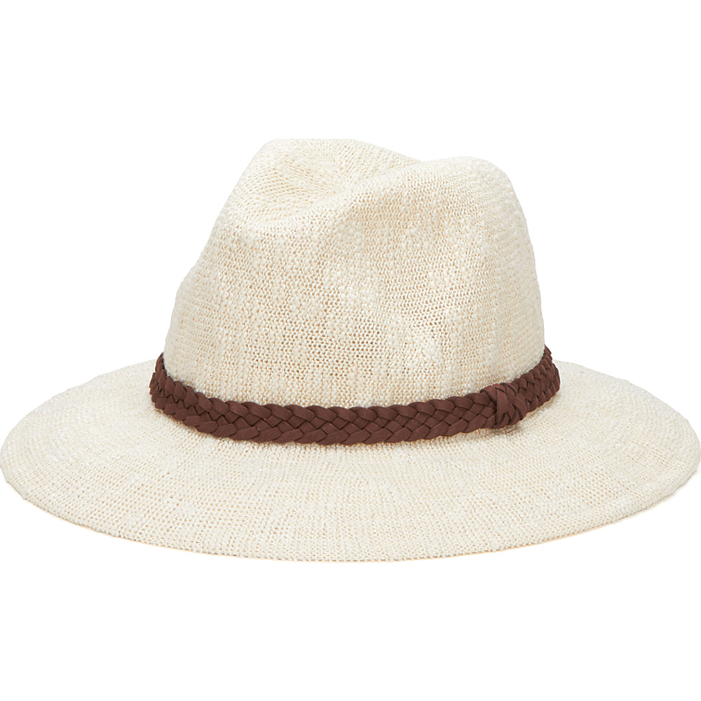 San Diego Hat Machine Knit Fedora with Braided Suede Trim Ivory San Diego Hat Hats Gloves Scarves