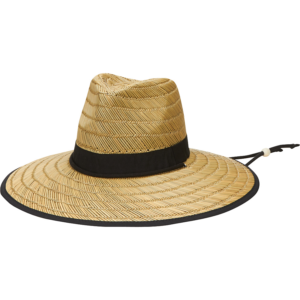 San Diego Hat Rush Straw Lifeguard Hat with Band and Chin Cord Black San Diego Hat Hats