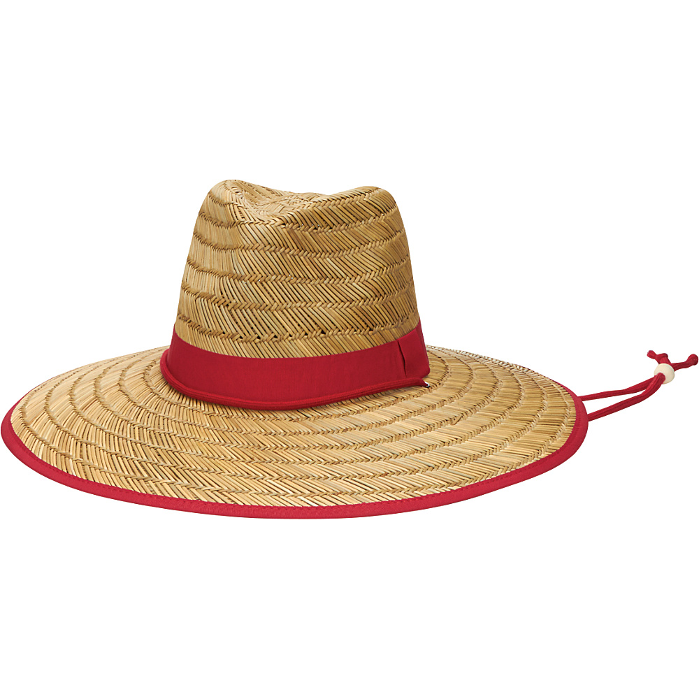 San Diego Hat Rush Straw Lifeguard Hat with Band and Chin Cord Red San Diego Hat Hats