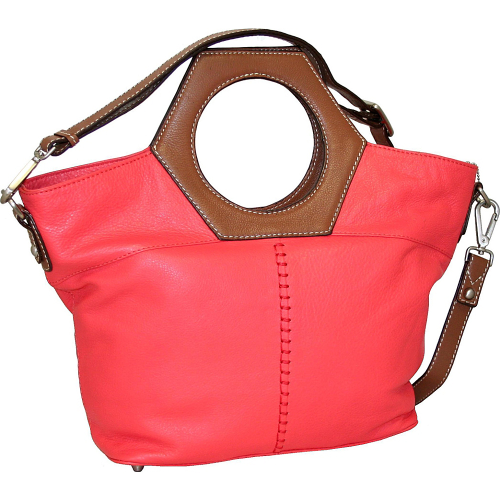 Nino Bossi Cut it Out Satchel Coral Nino Bossi Leather Handbags