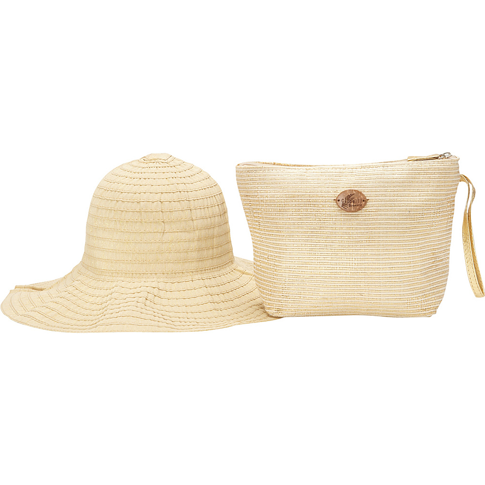 Cappelli Pack A Hat Wristlet with Hat GOLD Cappelli Straw Handbags