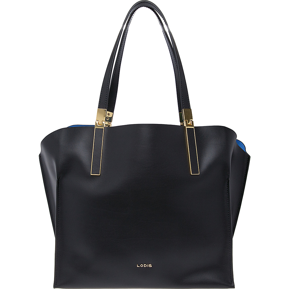 Lodis Blair Unlined Anita East West Tote Black Cobalt Lodis Leather Handbags