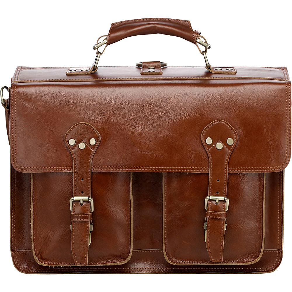 Vicenzo Leather Cambridge Full Grain Leather Briefcase Backpack Tan Vicenzo Leather Non Wheeled Business Cases