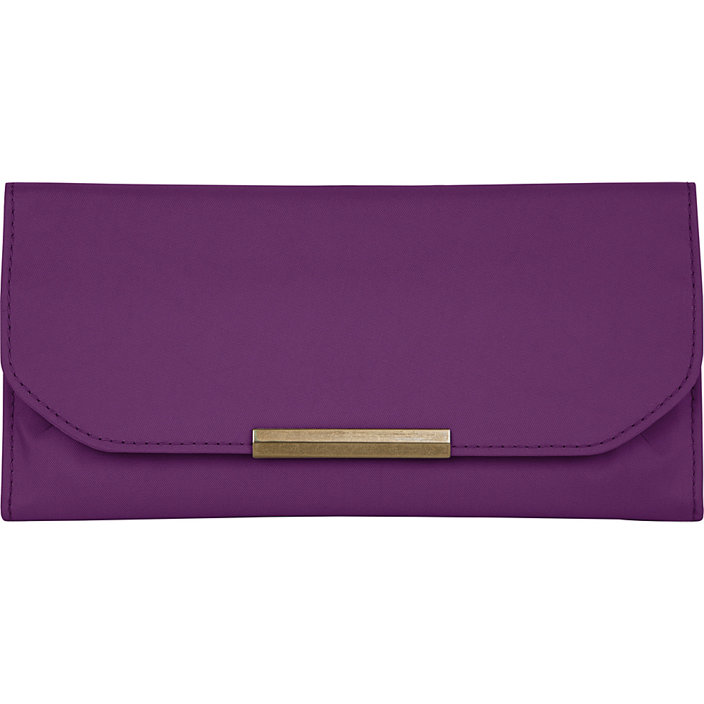 Travelon RFID Signature Pleated Trifold Wallet Purple Travelon Women s Wallets