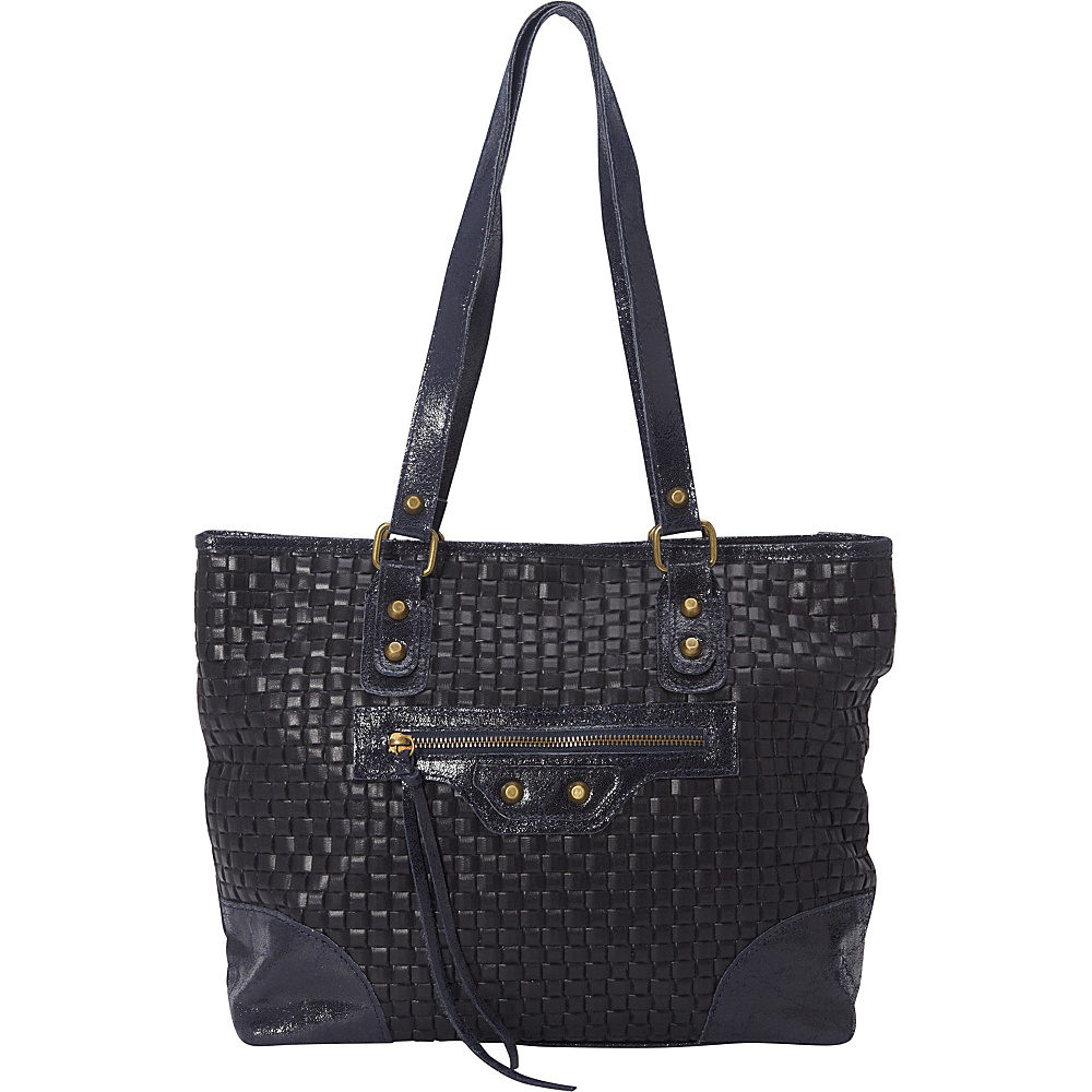 Sharo Leather Bags Woven Italian Leather Tote Navy Blue Sharo Leather Bags Leather Handbags