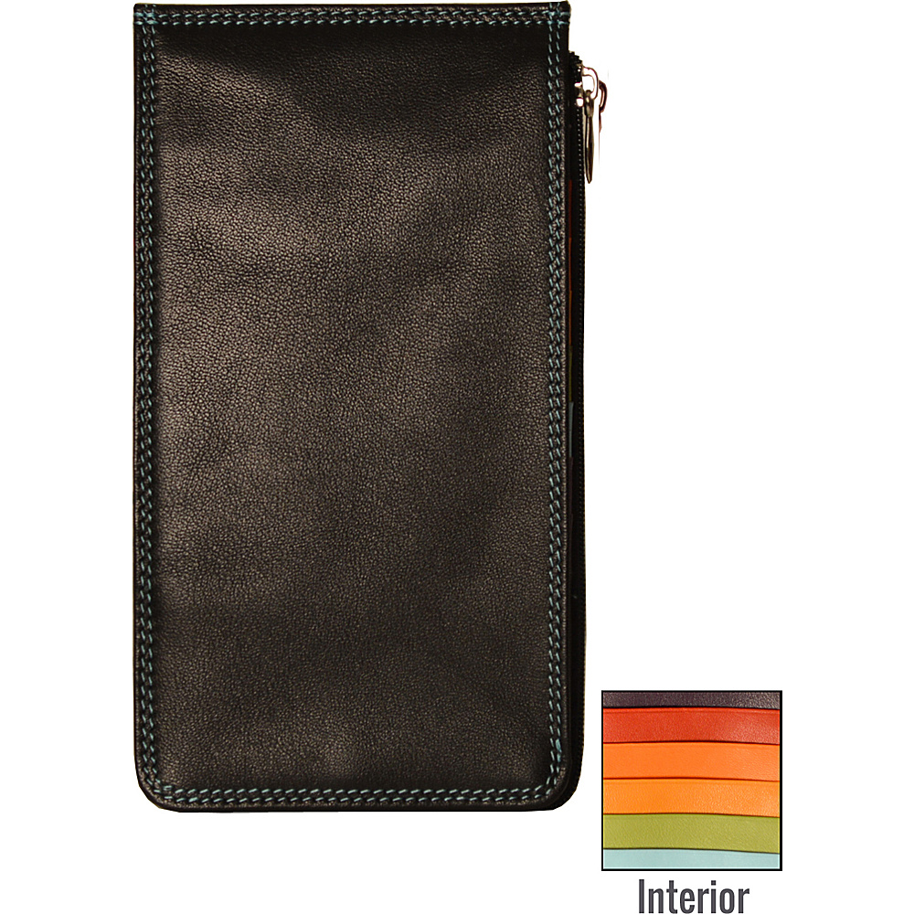 BelArno Leather Double Zip Card Stacker in Multi Color Combination Black Rainbow Combination BelArno Ladies Small Wallets