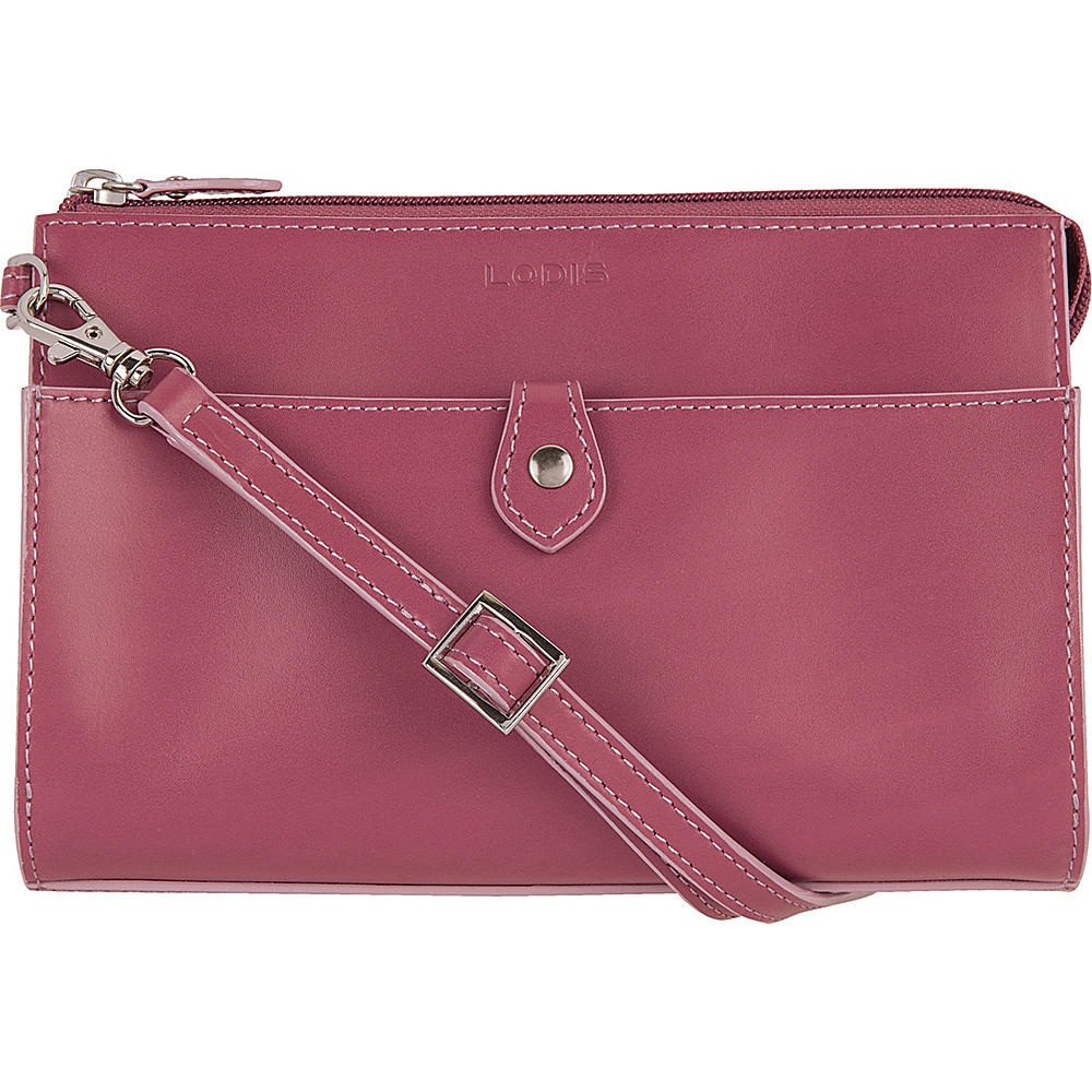 Lodis Audrey Vicky Convertible Crossbody Clutch Beet Iced Violet Lodis Leather Handbags
