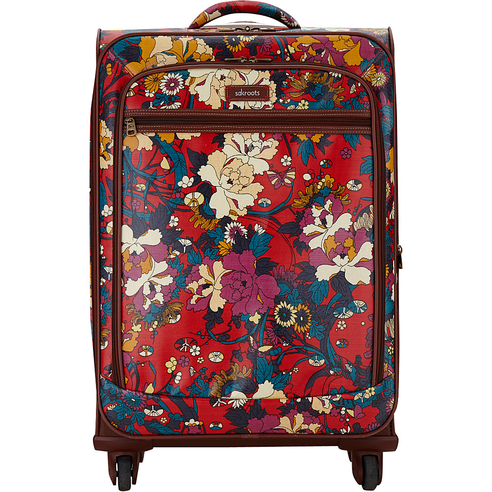 Sakroots Artist Circle 26 Spinner Crimson Flower Power Sakroots Large Rolling Luggage