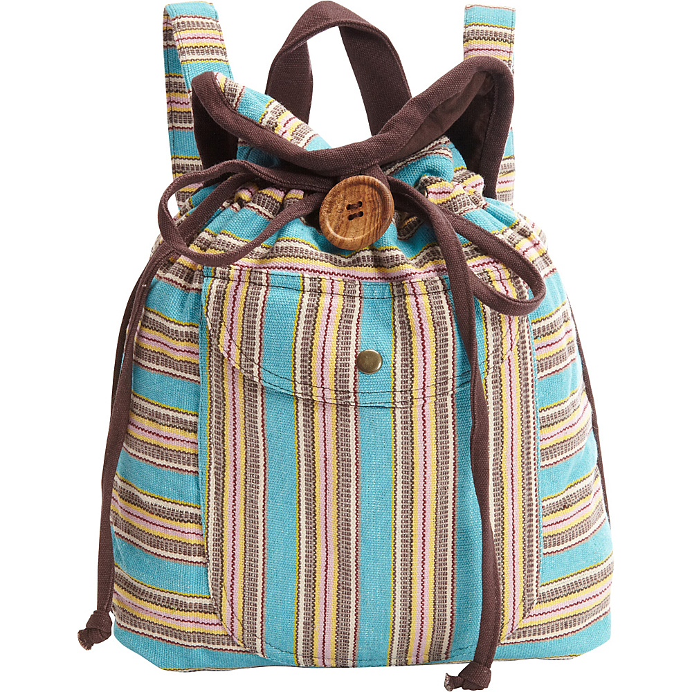 Scully Stripe Backpack Handbag Turquoise Scully Fabric Handbags