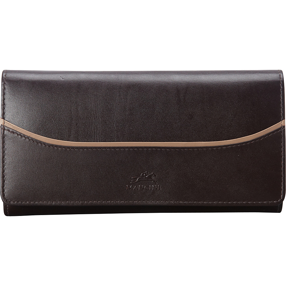 Mancini Leather Goods RFID Secure Gemma Trifold Wallet Brown Mancini Leather Goods Women s Wallets