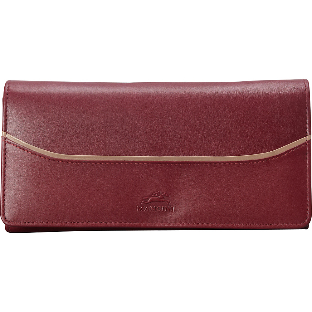 Mancini Leather Goods RFID Secure Gemma Trifold Wallet Burgundy Mancini Leather Goods Ladies Clutch Wallets
