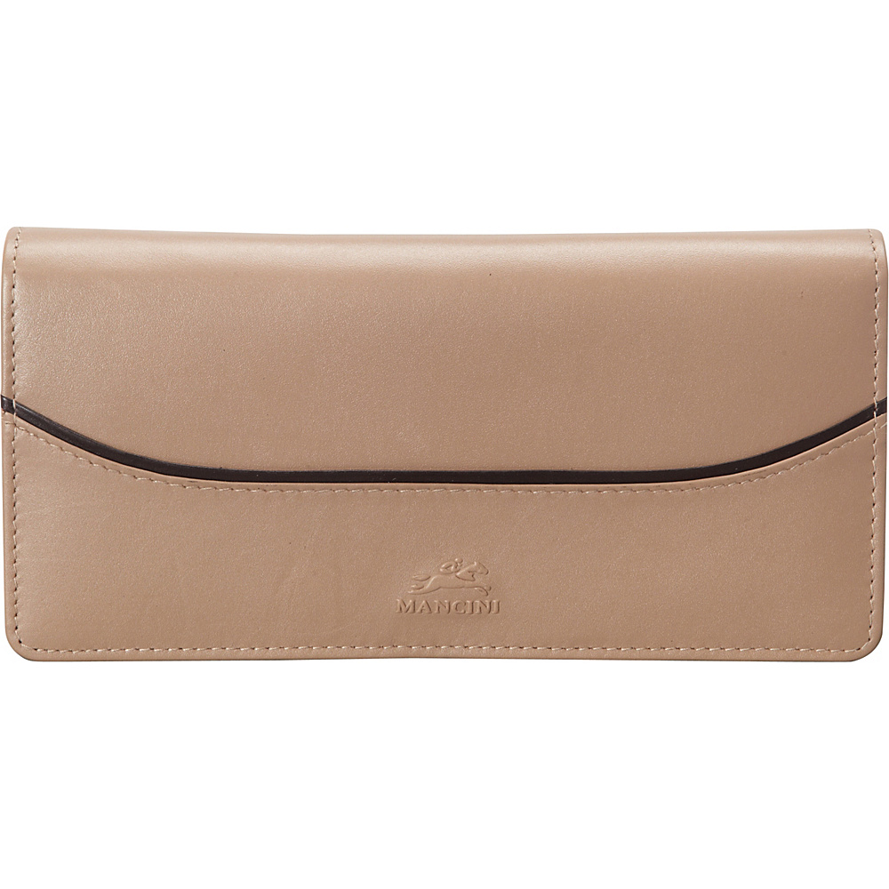 Mancini Leather Goods RFID Secure Gemma Trifold Wallet Taupe Mancini Leather Goods Women s Wallets