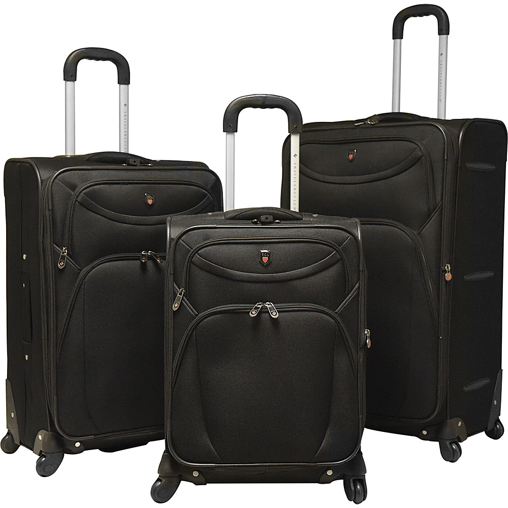 Travelers Club Luggage Cypress 3PC Softside Expandable Spinner Luggage Set Black Travelers Club Luggage Luggage Sets
