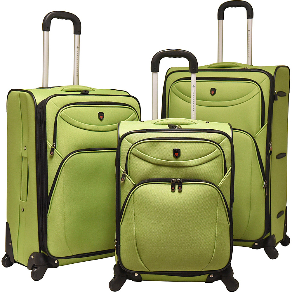 Travelers Club Luggage Cypress 3PC Softside Expandable Spinner Luggage Set Green Travelers Club Luggage Luggage Sets