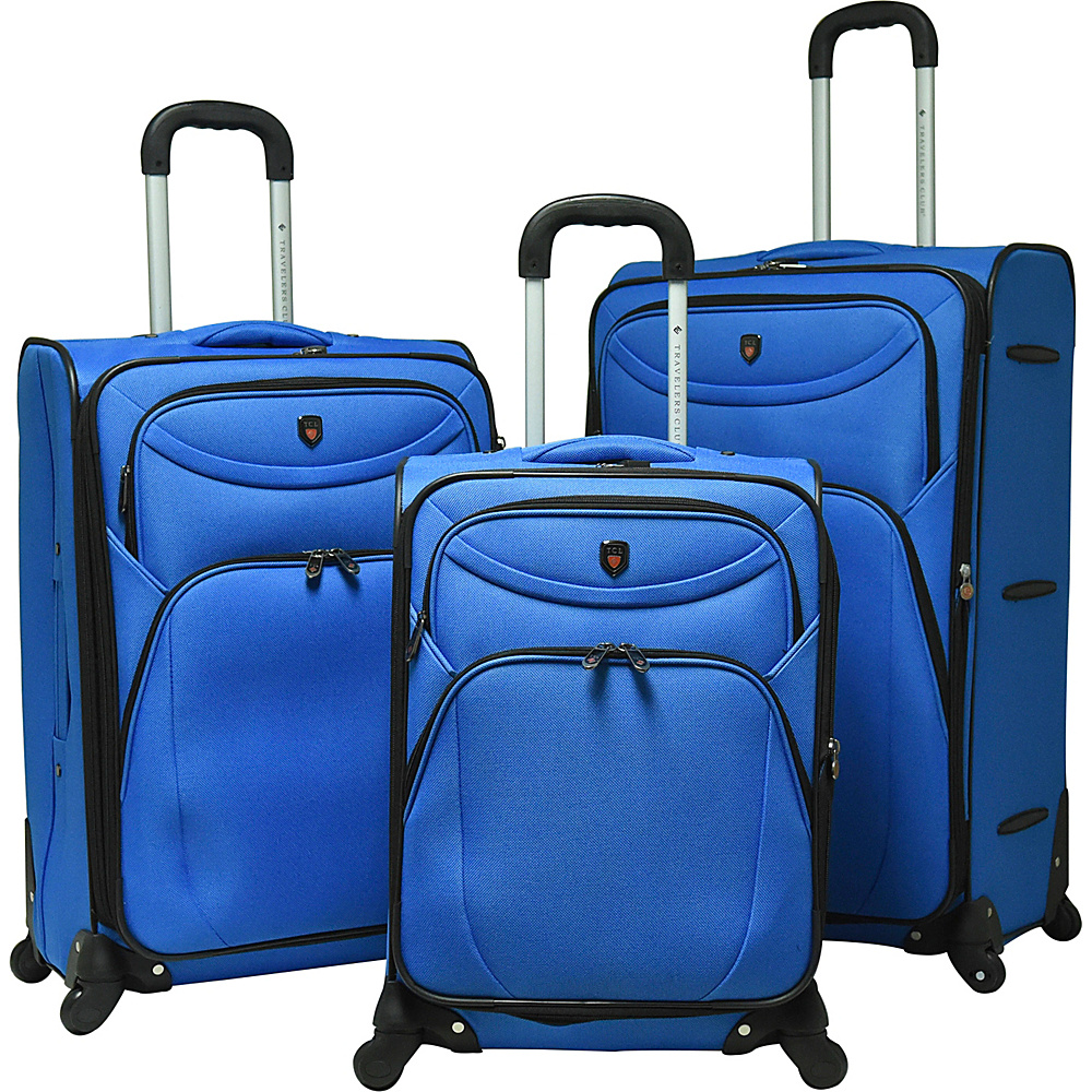 Travelers Club Luggage Cypress 3PC Softside Expandable Spinner Luggage Set Blue Travelers Club Luggage Luggage Sets