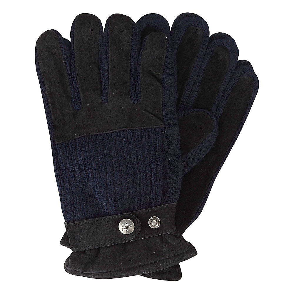 Original Penguin Ribbed Knit Suede Gloves Black Small Medium Original Penguin Hats Gloves Scarves