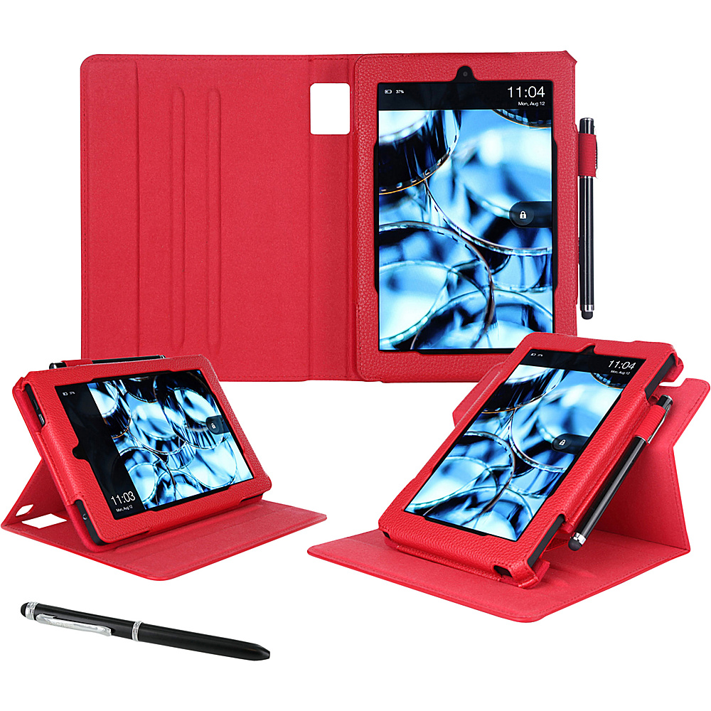 rooCASE Amazon Kindle Fire HD8 2015 Case Dual View Pro Folio Smart Cover Stand Red rooCASE Electronic Cases