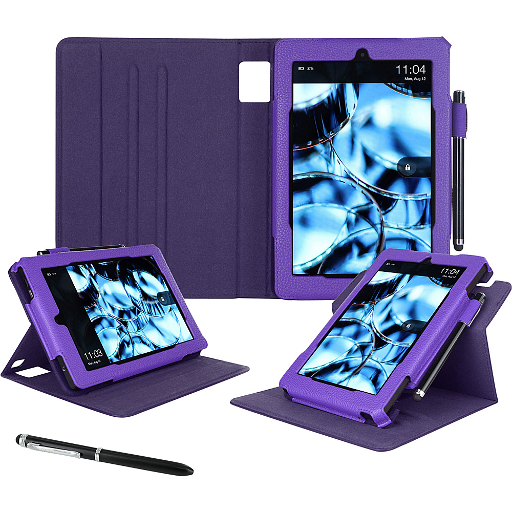 rooCASE Amazon Kindle Fire HD8 2015 Case Dual View Pro Folio Smart Cover Stand Purple rooCASE Electronic Cases
