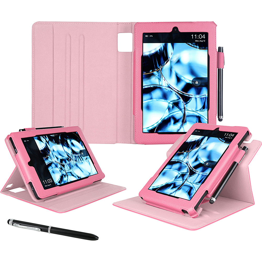rooCASE Amazon Kindle Fire HD8 2015 Case Dual View Pro Folio Smart Cover Stand Pink rooCASE Electronic Cases