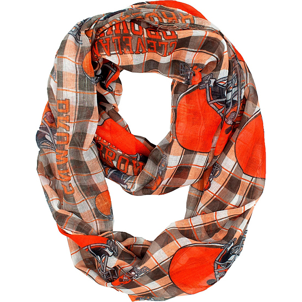 Littlearth Sheer Infinity Scarf Plaid NFL Teams Cleveland Browns Littlearth Hats Gloves Scarves