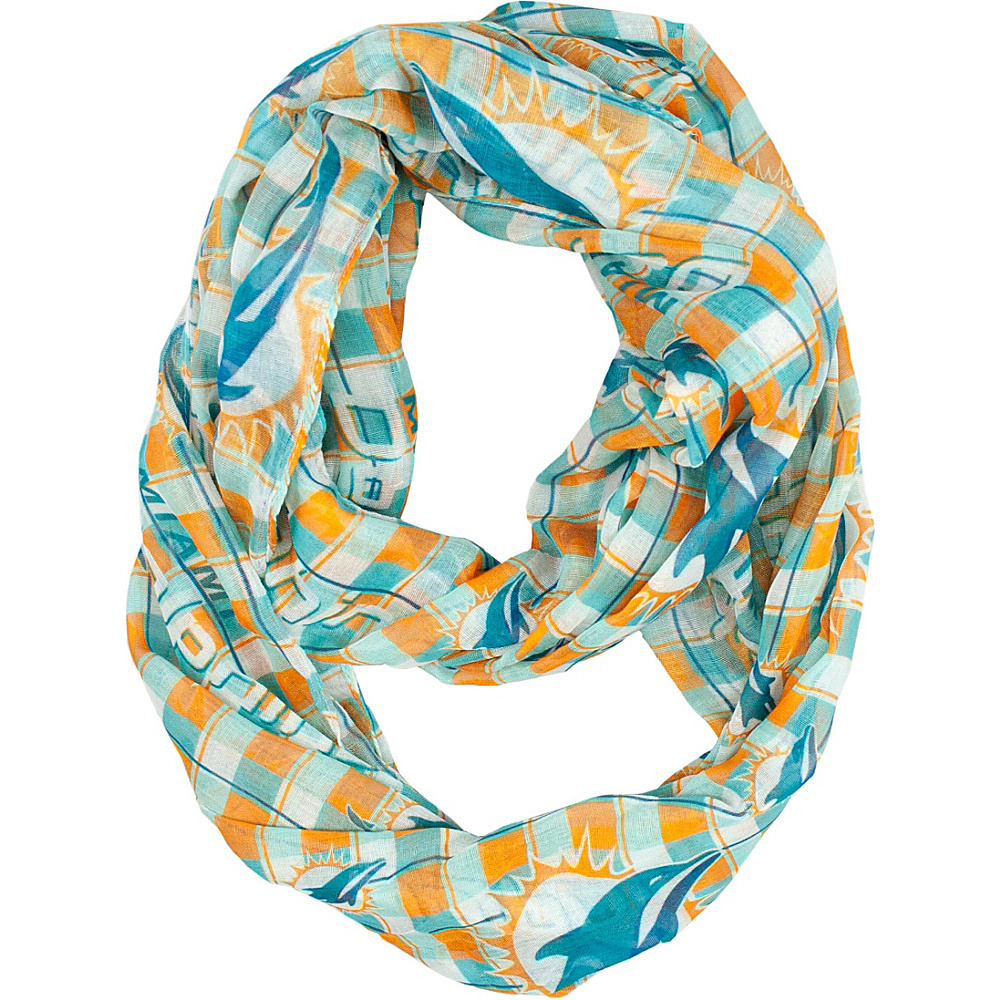 Littlearth Sheer Infinity Scarf Plaid NFL Teams Miami Dolphins Littlearth Hats Gloves Scarves