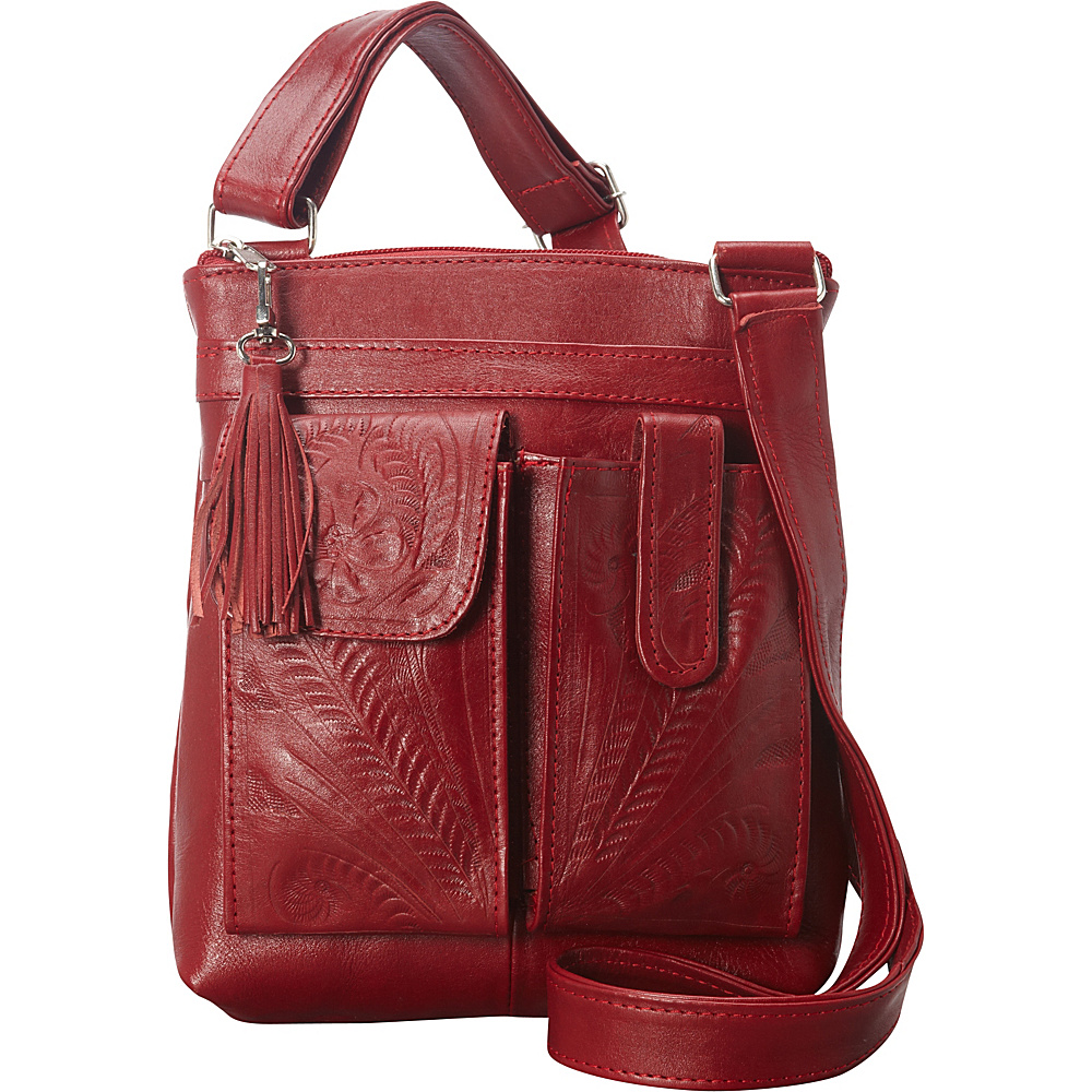 Ropin West Crossover Concealed Purse Red Ropin West Leather Handbags