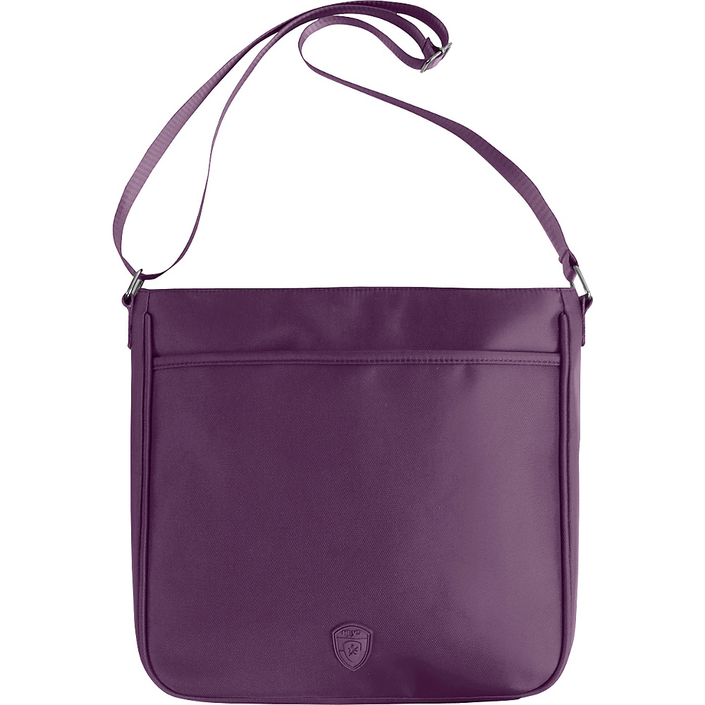 Heys America Dual Zip Crossbody w RFID Purple Heys America Fabric Handbags