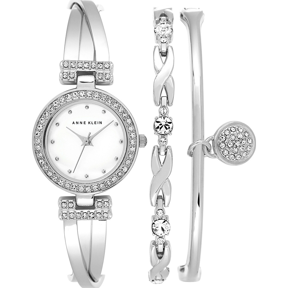 Anne Klein Watches Silver Tone Stainless Steel 3pc Watch Box Set Silver Tone Anne Klein Watches Watches