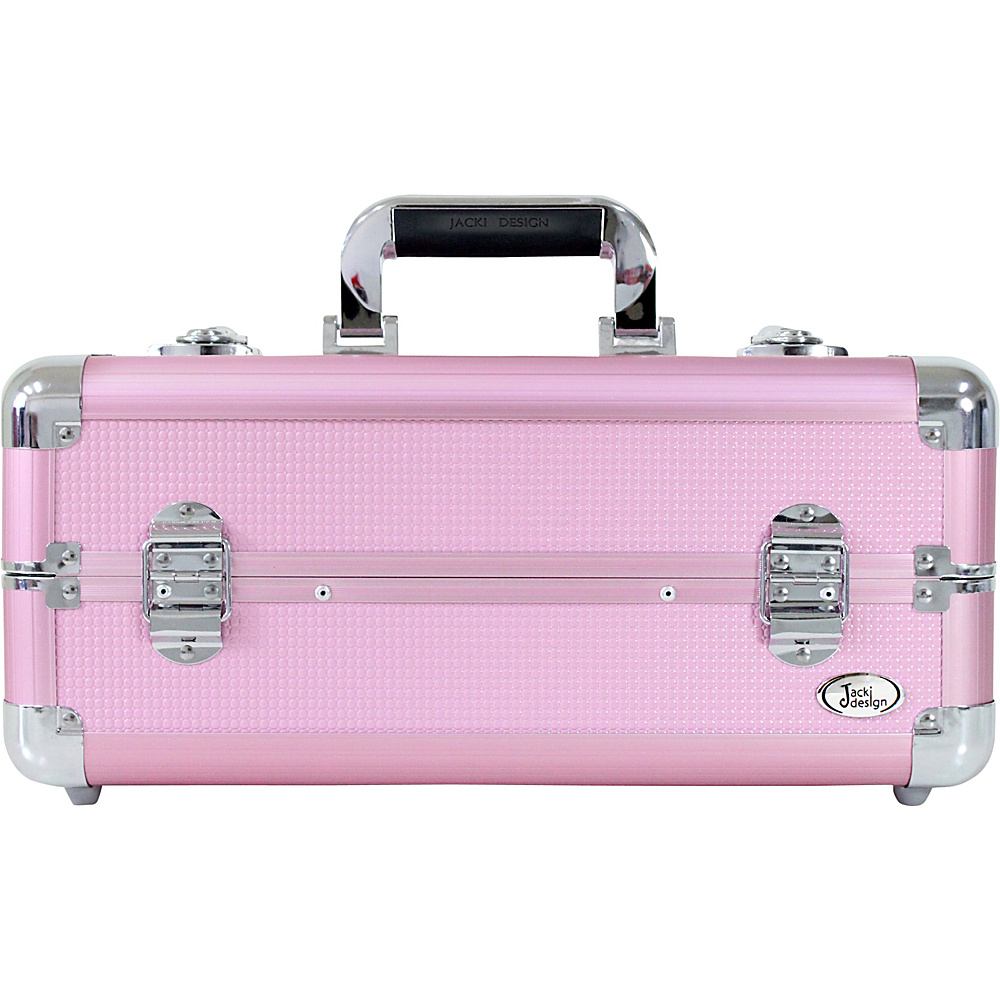 Jacki Design Carrying Makeup Salon Train Case with Adjustable Dividers Pink Jacki Design Toiletry Kits