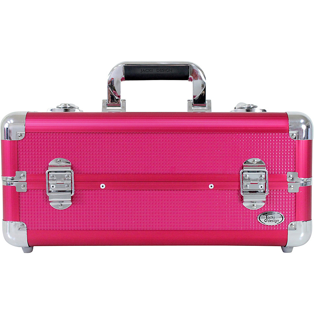 Jacki Design Carrying Makeup Salon Train Case with Adjustable Dividers Hot Pink Jacki Design Toiletry Kits