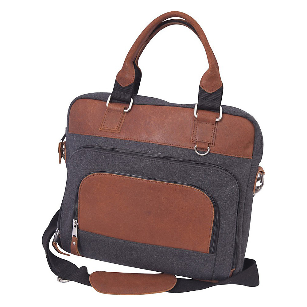 Canyon Outback Jonah 14 Wool and Leather Laptop Briefcase Grey and Tan Canyon Outback Non Wheeled Business Cases